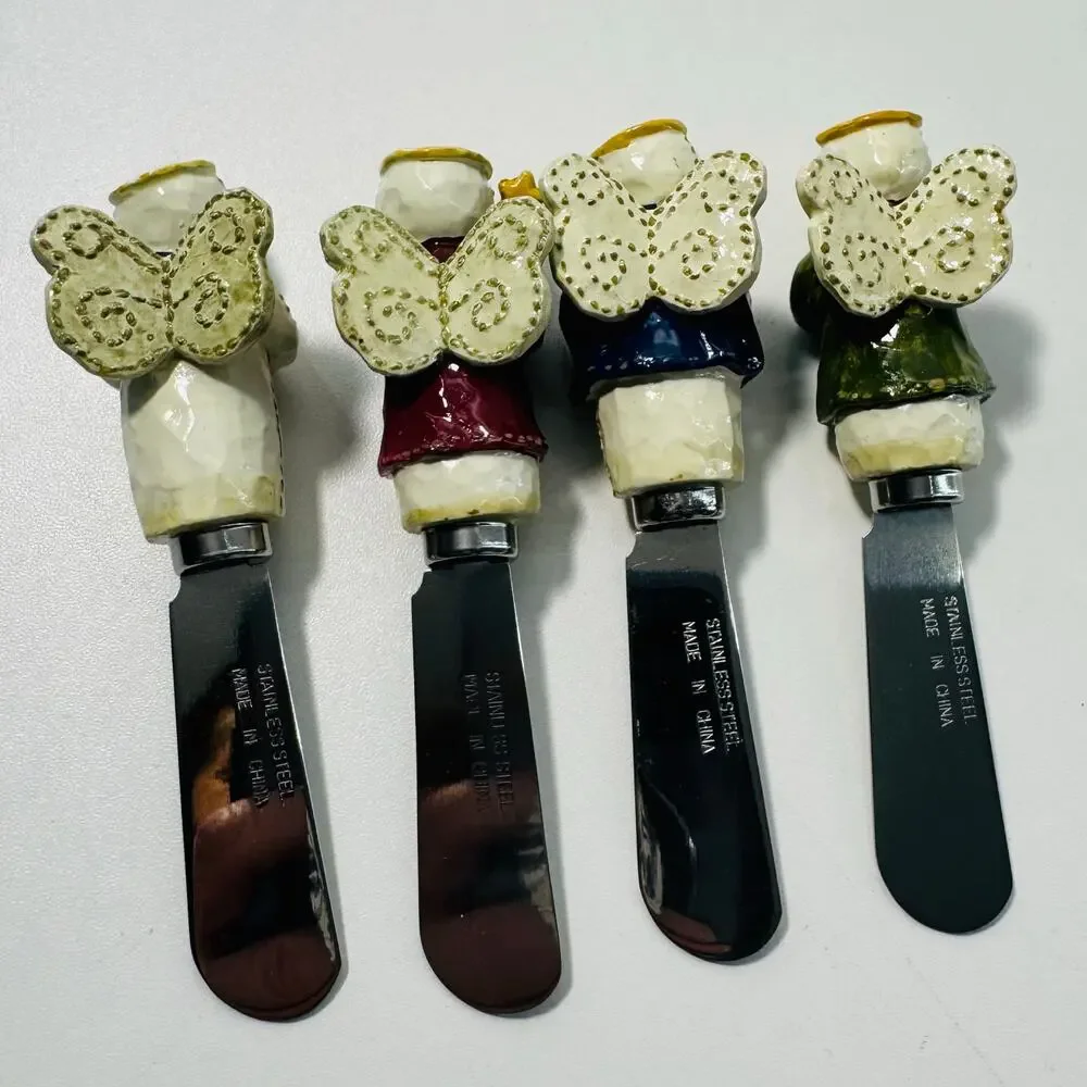 NEW Set of 4 Snowman- Angel Holiday Christmas Spreaders  Dip Cheese